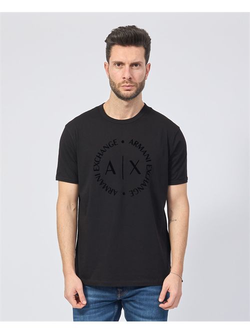 T-shirt en coton noir Armani Exchange avec logo